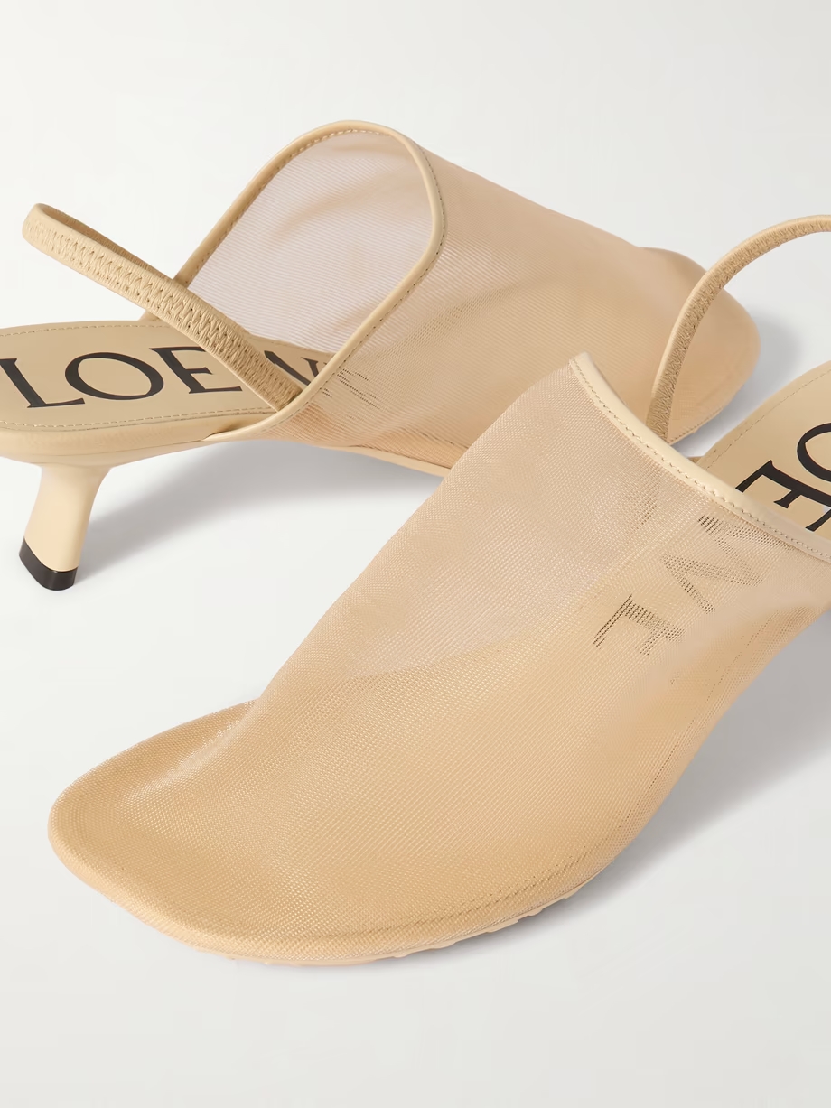 Petal leather-trimmed mesh mules Petal leather-trimmed mesh mules