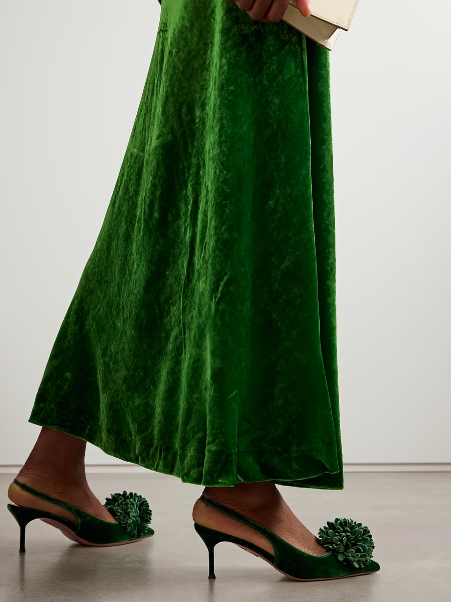 Couturier 65 pompom-embellished velvet slingback pumps Couturier 65 pompom-embellished velvet slingback pumps