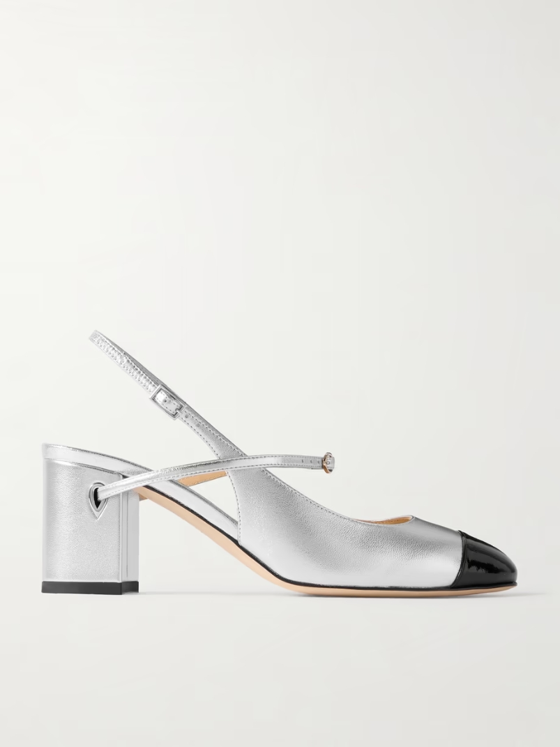 Mattia 65 metallic and patent-leather slingback pumps Mattia 65 metallic and patent-leather slingback pumps