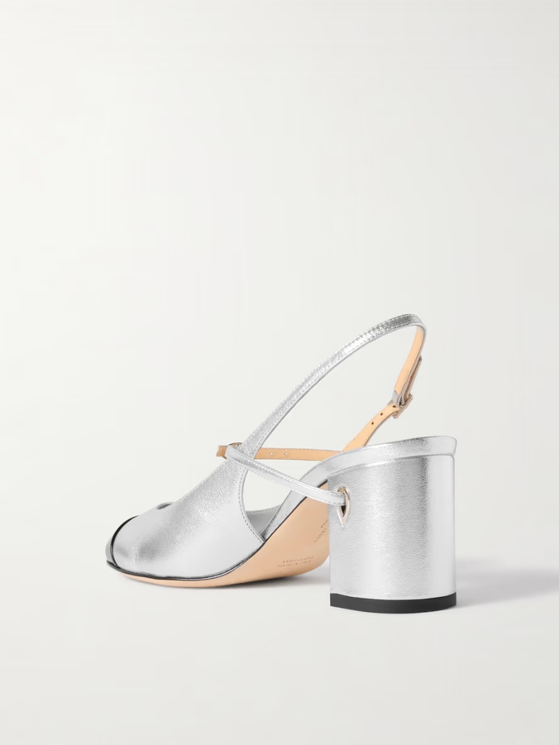 Mattia 65 metallic and patent-leather slingback pumps Mattia 65 metallic and patent-leather slingback pumps