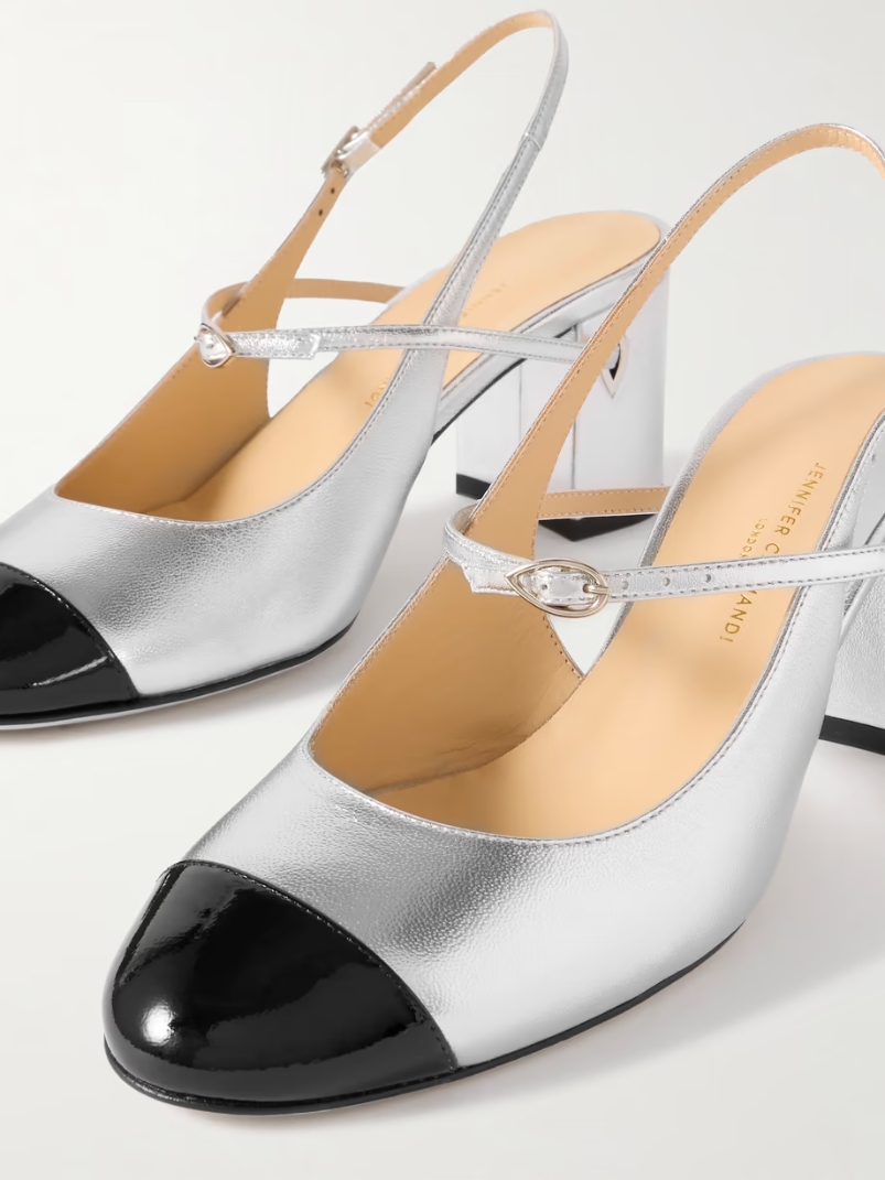 Mattia 65 metallic and patent-leather slingback pumps Mattia 65 metallic and patent-leather slingback pumps