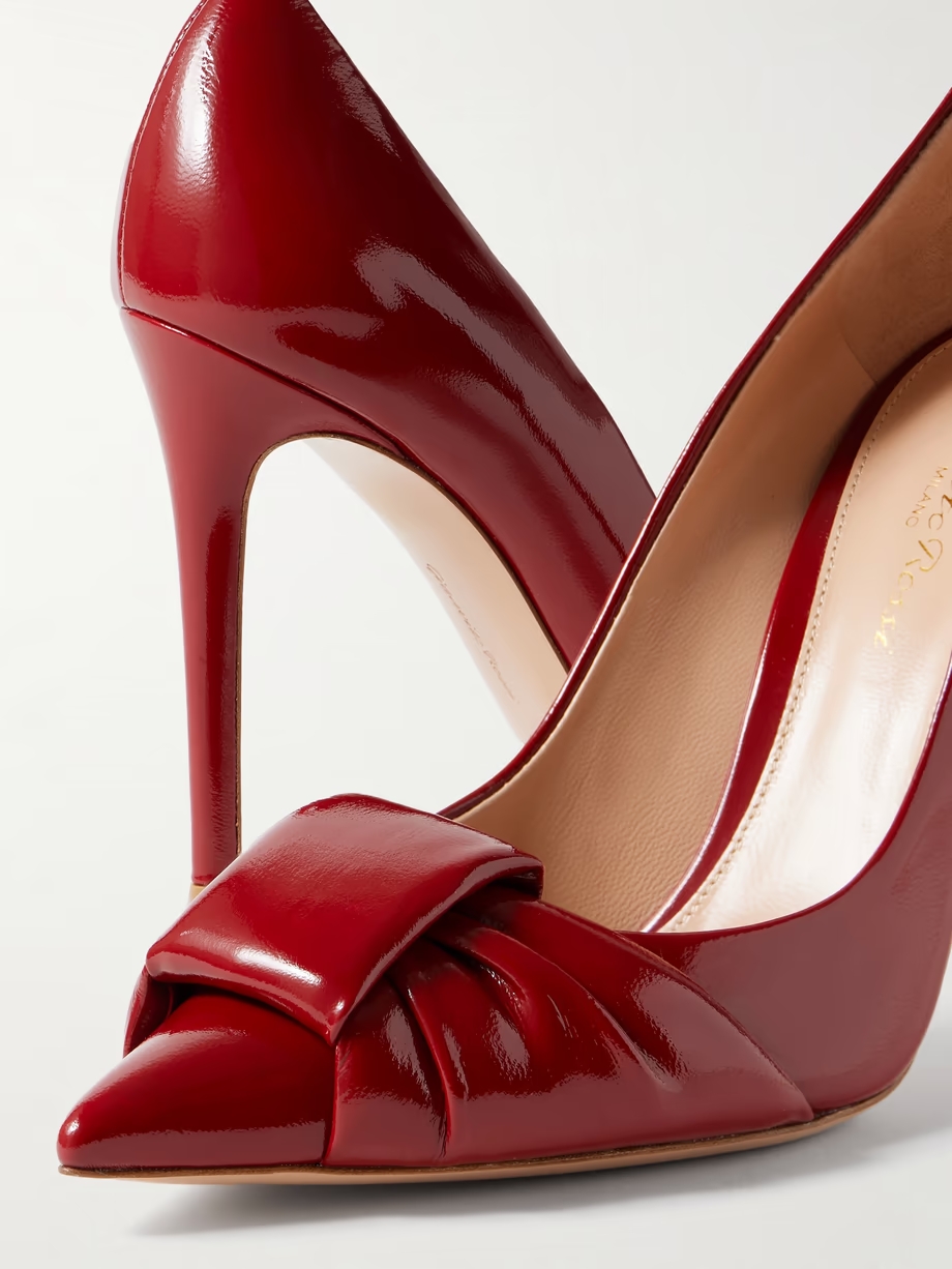 95 gathered glossed-leather pumps 95 gathered glossed-leather pumps