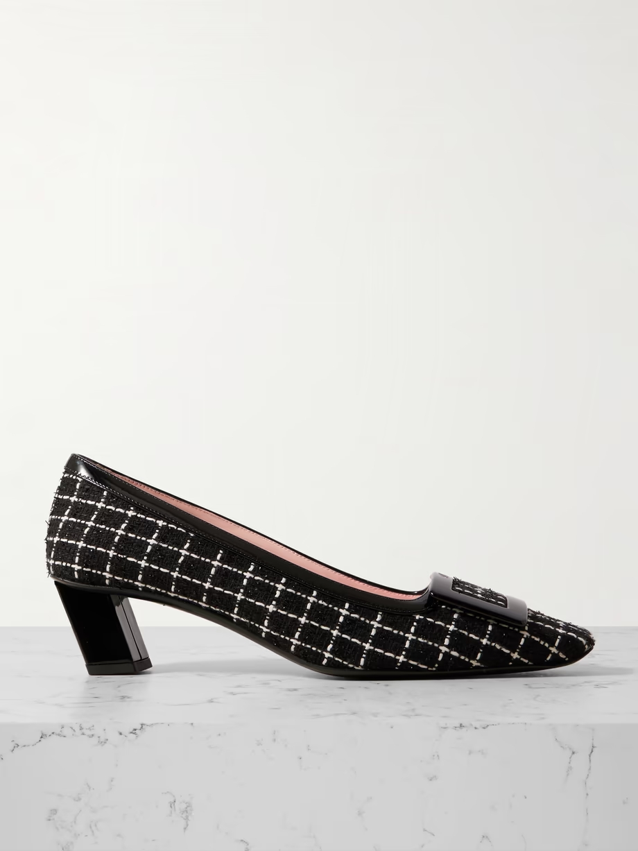 Belle Vivier patent leather-trimmed tweed pumps Belle Vivier patent leather-trimmed tweed pumps