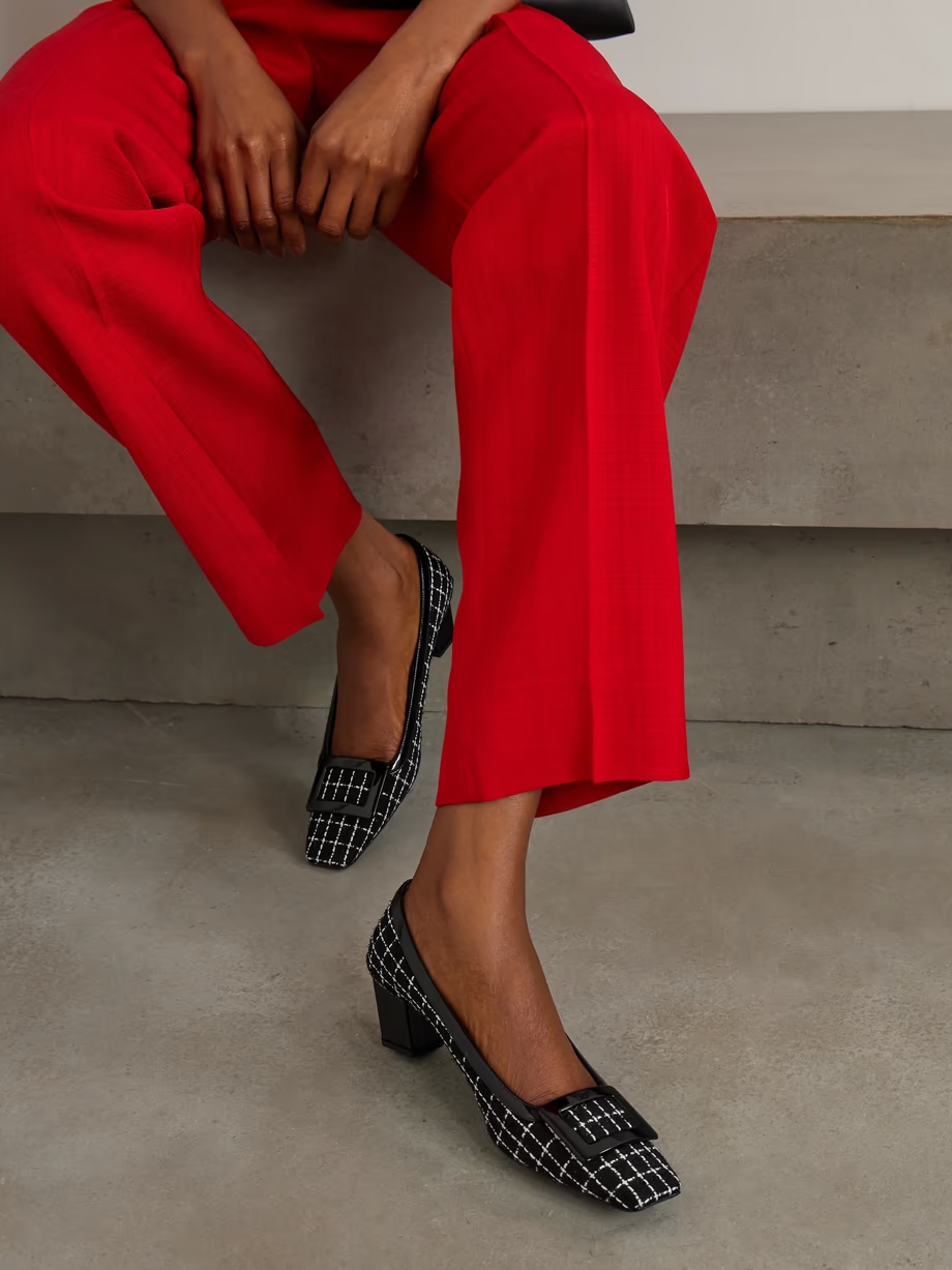 Belle Vivier patent leather-trimmed tweed pumps Belle Vivier patent leather-trimmed tweed pumps