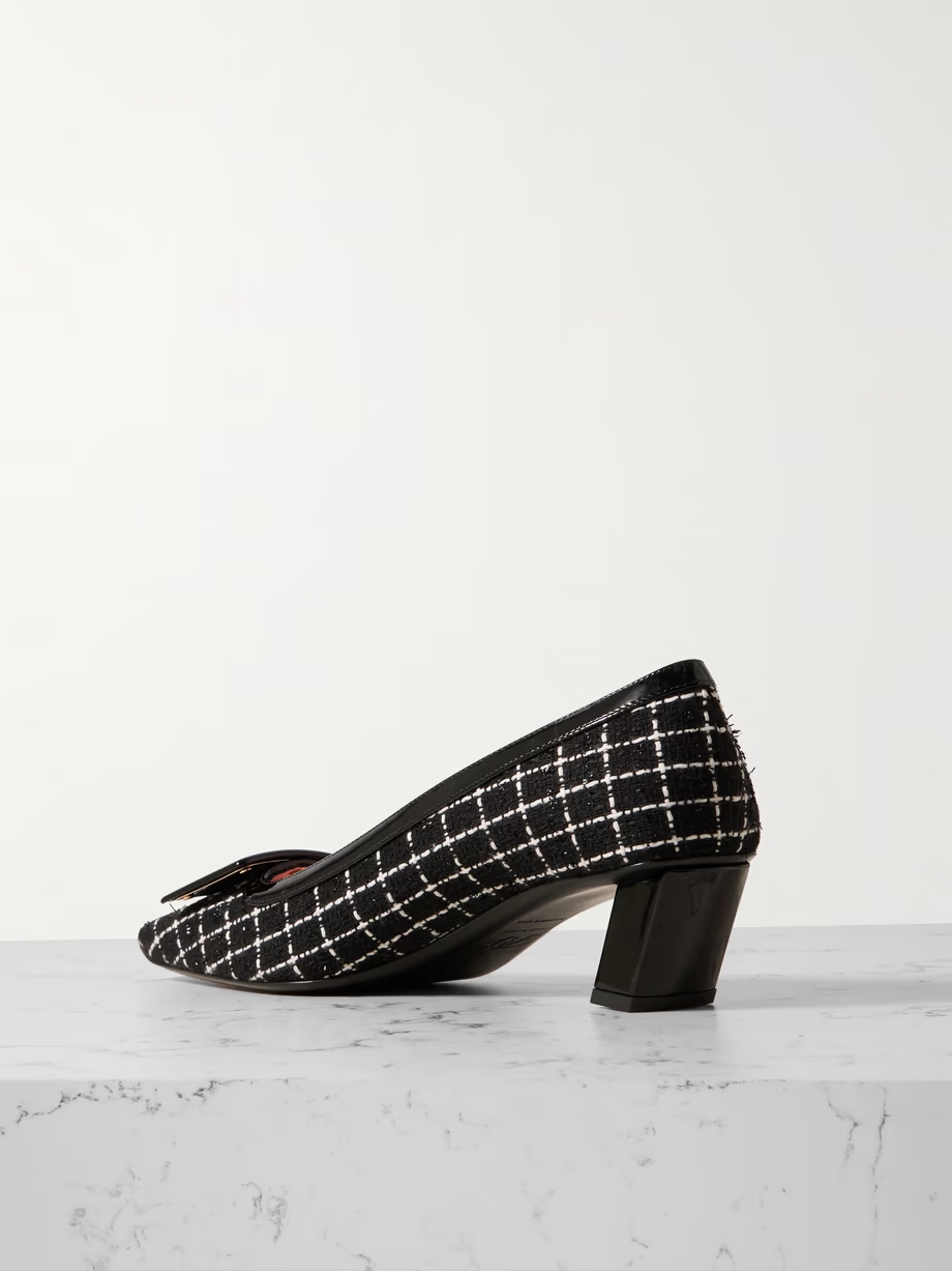 Belle Vivier patent leather-trimmed tweed pumps Belle Vivier patent leather-trimmed tweed pumps
