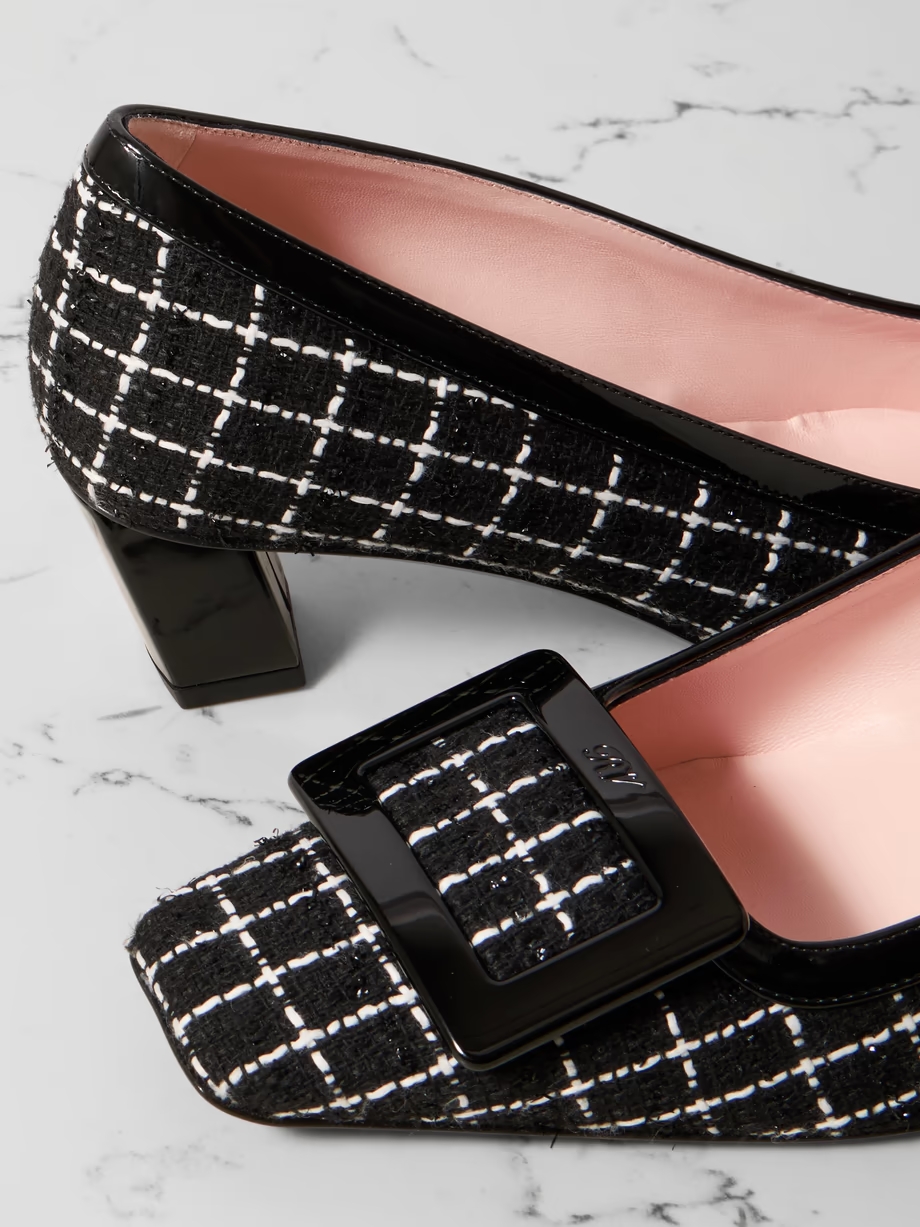 Belle Vivier patent leather-trimmed tweed pumps Belle Vivier patent leather-trimmed tweed pumps