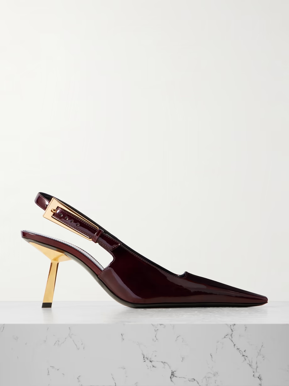Lee patent-leather slingback pumps Lee patent-leather slingback pumps