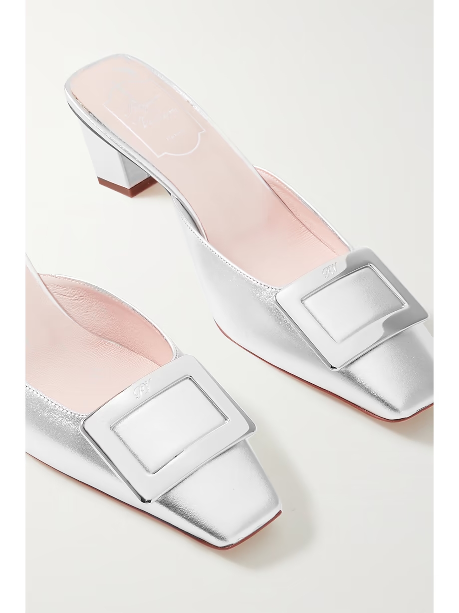 Belle Vivier metallic leather mules Belle Vivier metallic leather mules