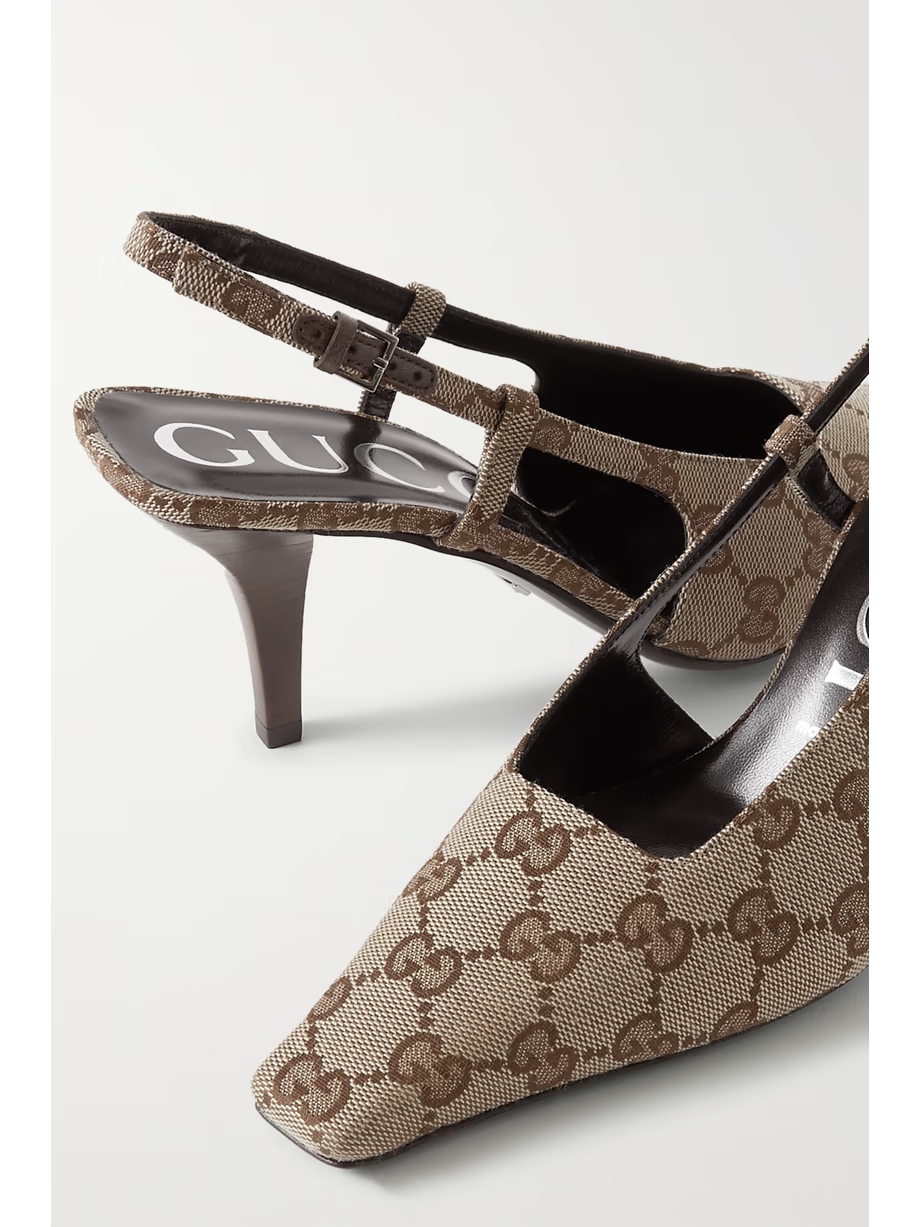 Demi logo-jacquard canvas slingback pumps Demi logo-jacquard canvas slingback pumps