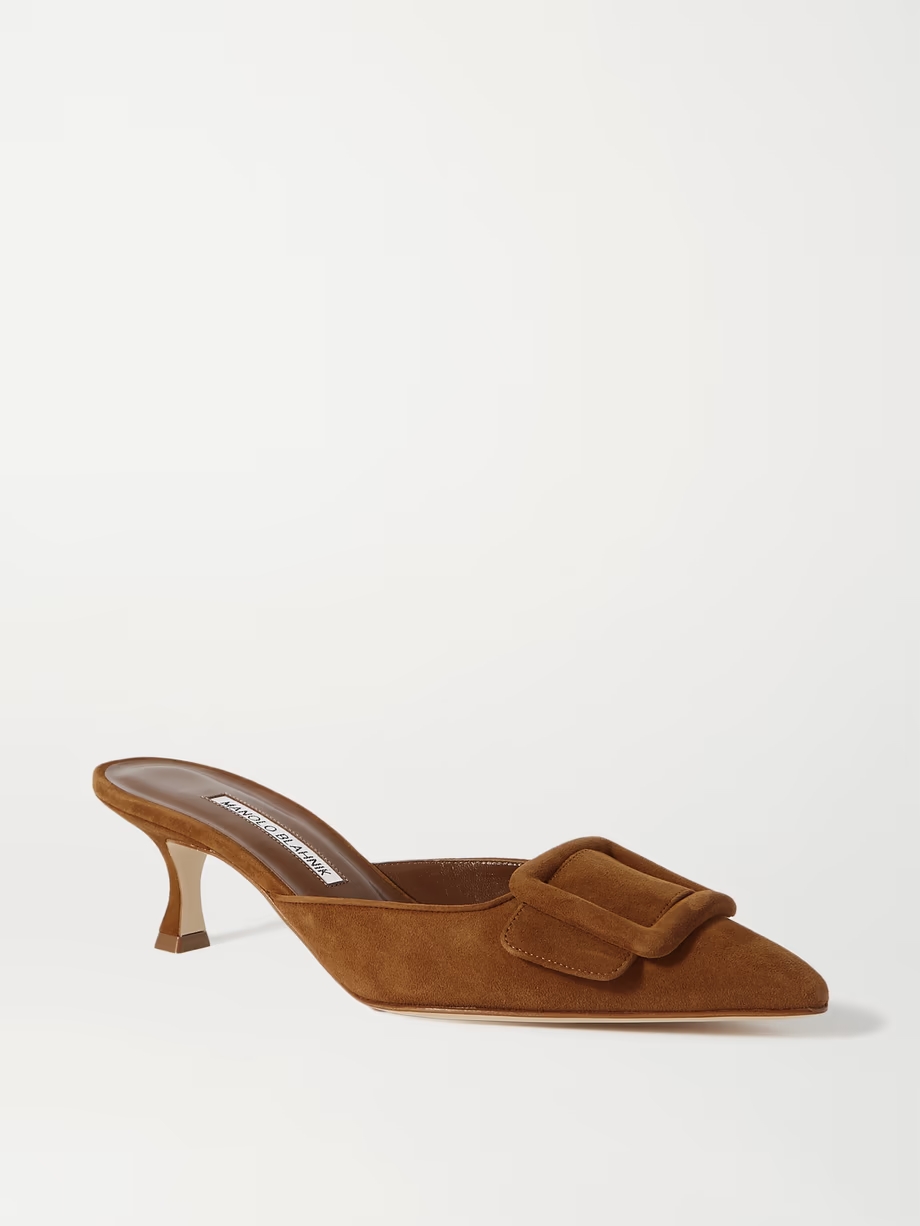 Maysale 50 buckled suede mules Maysale 50 buckled suede mules