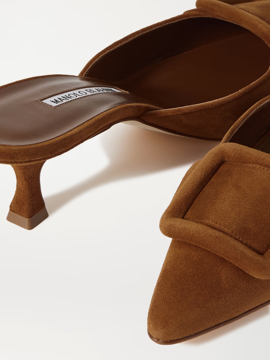 Maysale 50 buckled suede mules Maysale 50 buckled suede mules