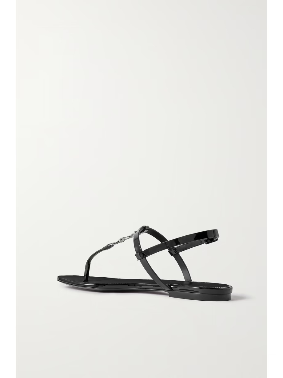 Cassandra logo-embellished patent-leather slingback sandals Cassandra logo-embellished patent-leather slingback sandals