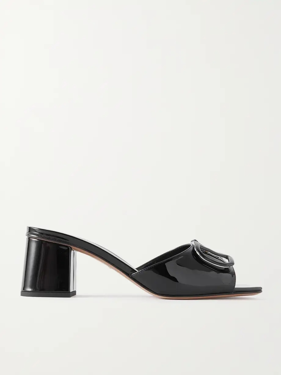 VLOGO embellished patent-leather mules VLOGO embellished patent-leather mules