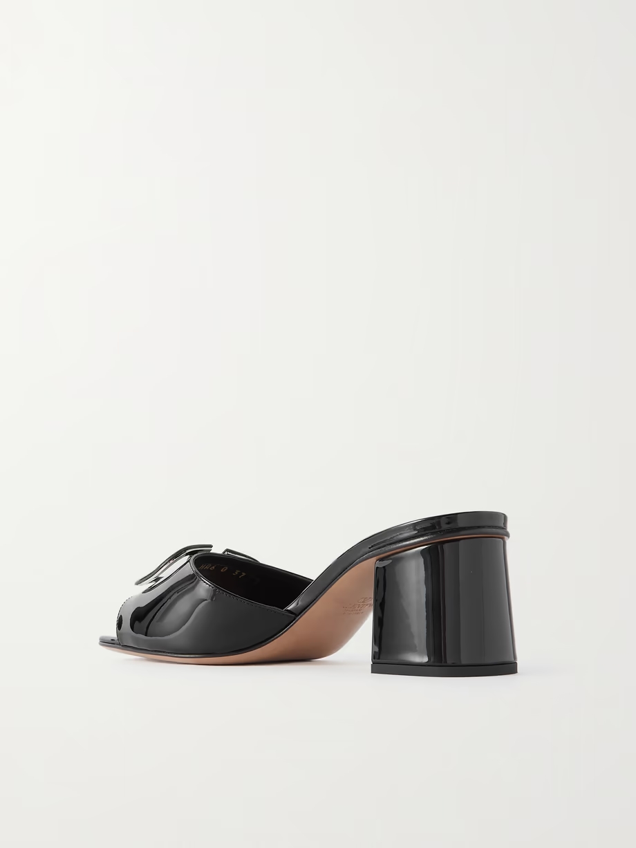 VLOGO embellished patent-leather mules VLOGO embellished patent-leather mules