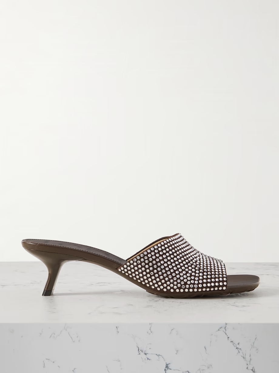 Petal crystal-embellished suede mules Petal crystal-embellished suede mules