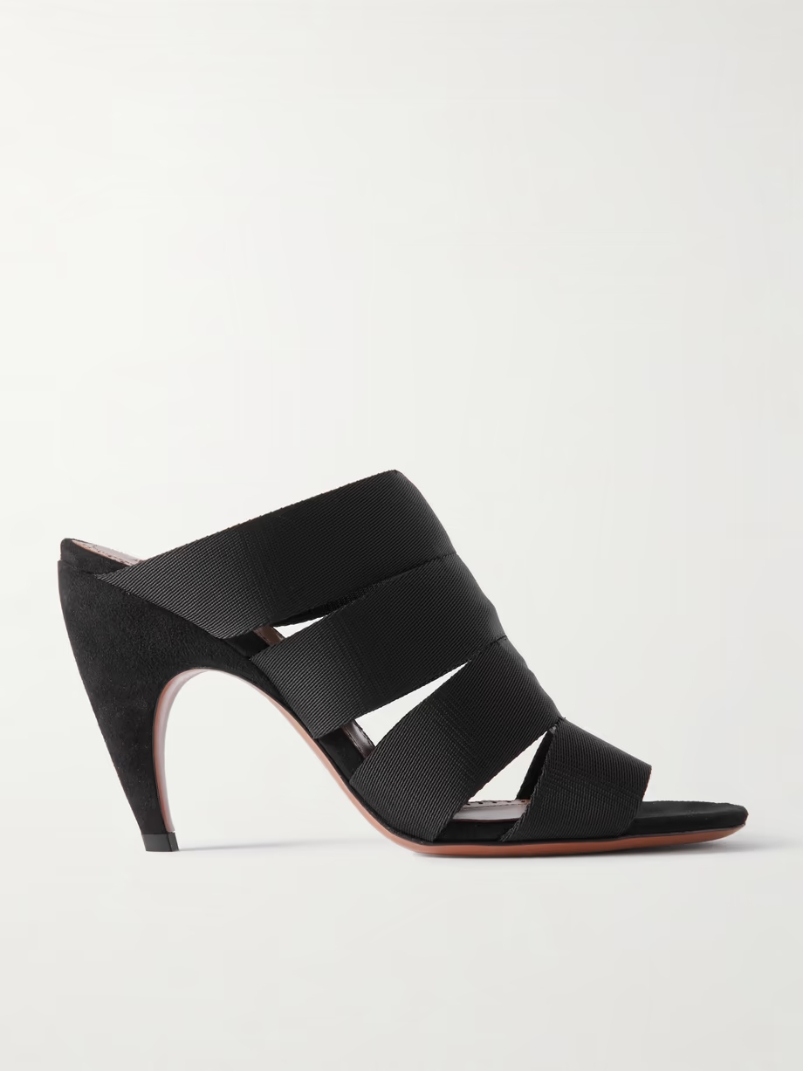 Cutout elastic grosgrain mules Cutout elastic grosgrain mules