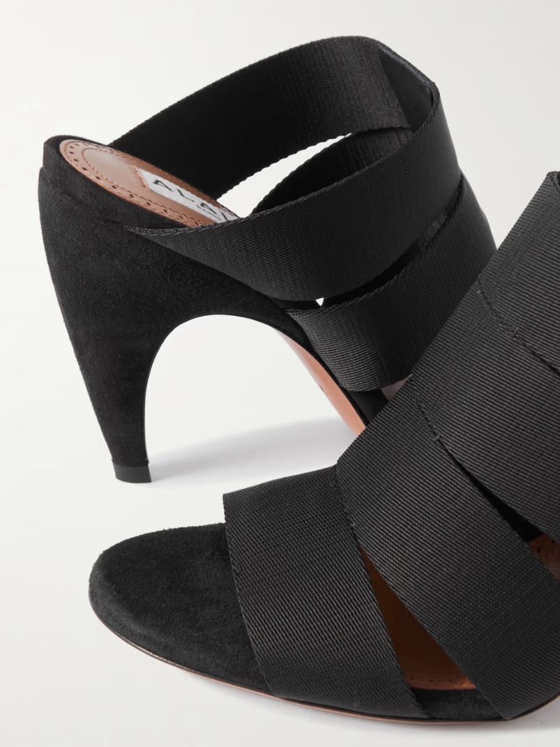 Cutout elastic grosgrain mules Cutout elastic grosgrain mules