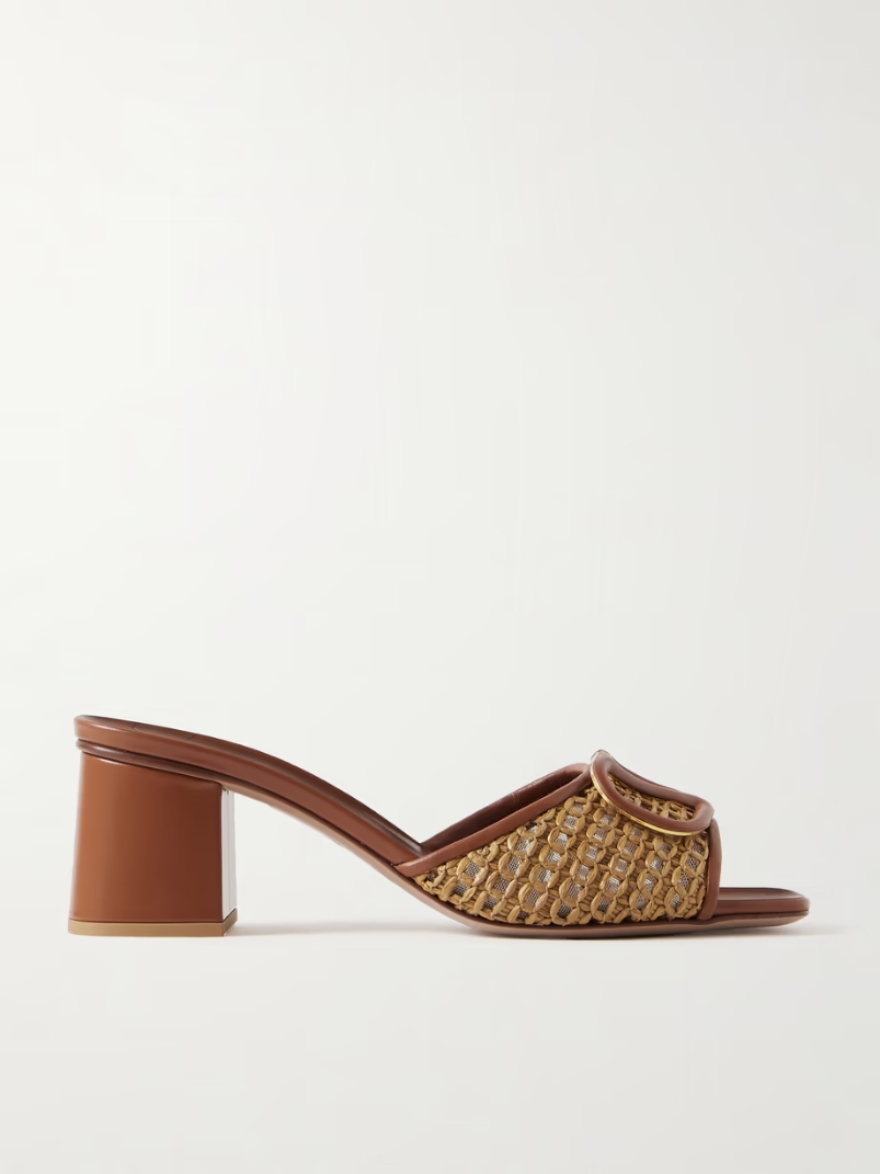 VLOGO 60 embellished raffia and leather mules VLOGO 60 embellished raffia and leather mules