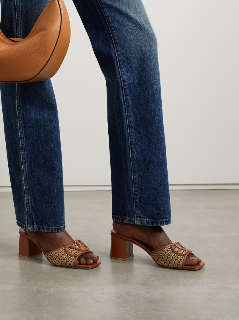 VLOGO 60 embellished raffia and leather mules VLOGO 60 embellished raffia and leather mules