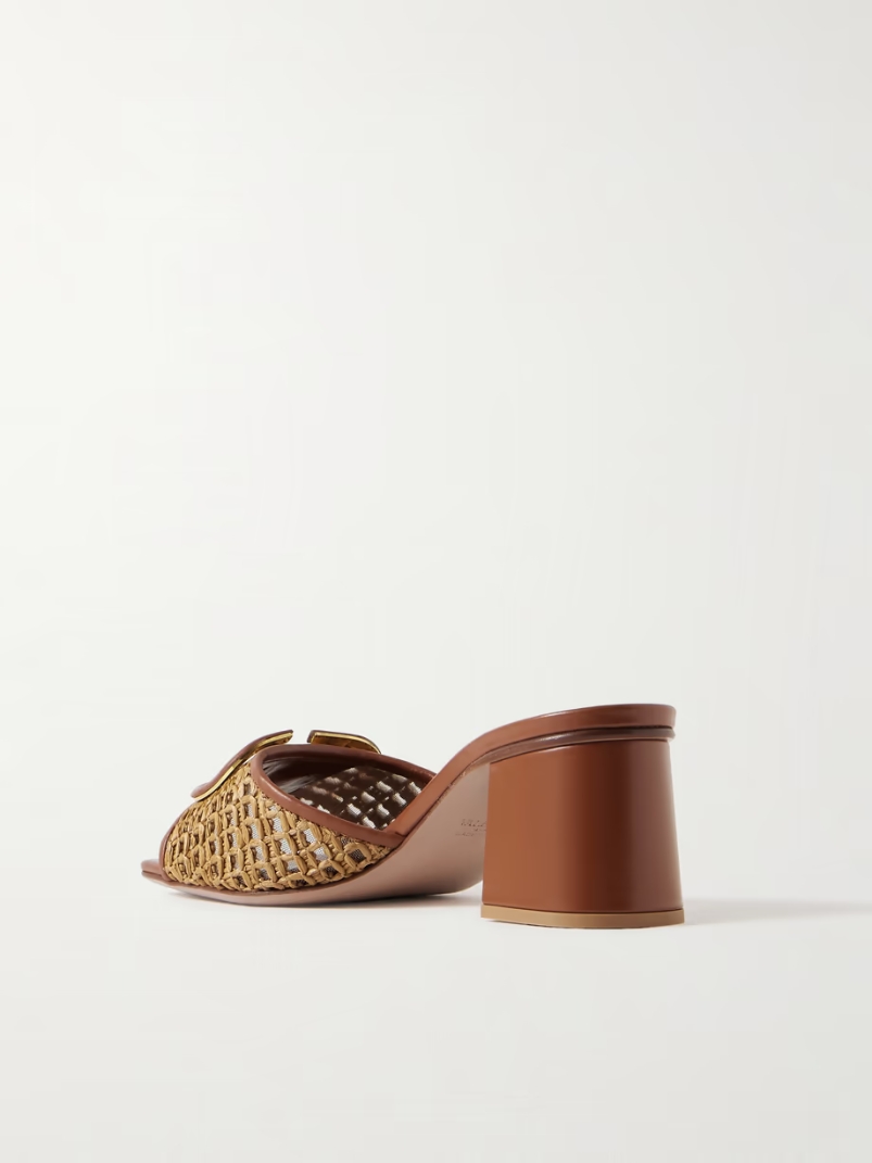 VLOGO 60 embellished raffia and leather mules VLOGO 60 embellished raffia and leather mules