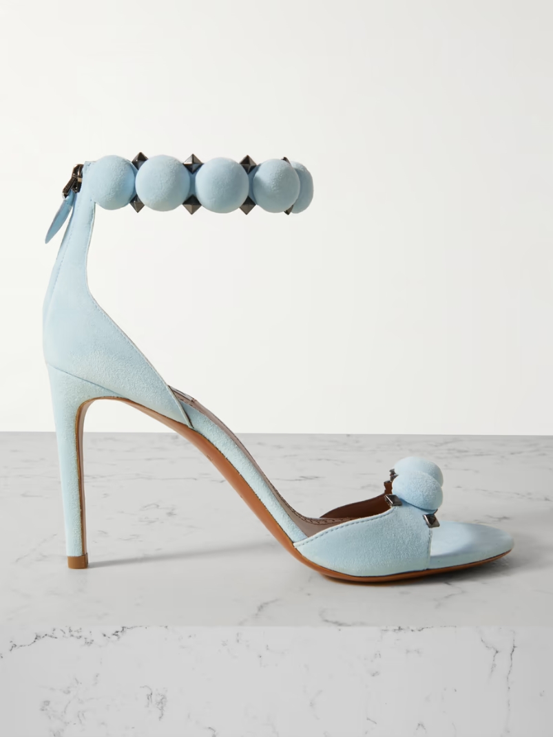 La Bombe 90 embellished studded suede sandals La Bombe 90 embellished studded suede sandals