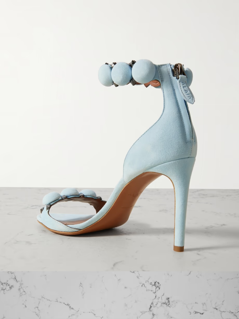 La Bombe 90 embellished studded suede sandals La Bombe 90 embellished studded suede sandals