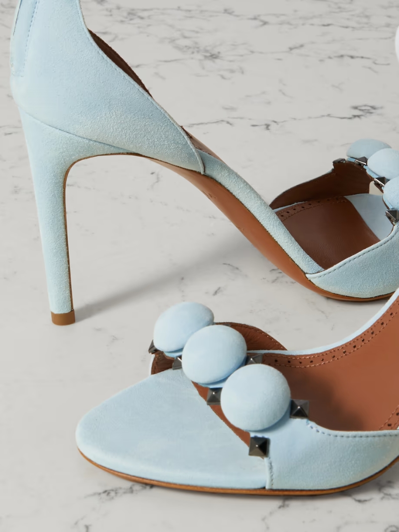 La Bombe 90 embellished studded suede sandals La Bombe 90 embellished studded suede sandals