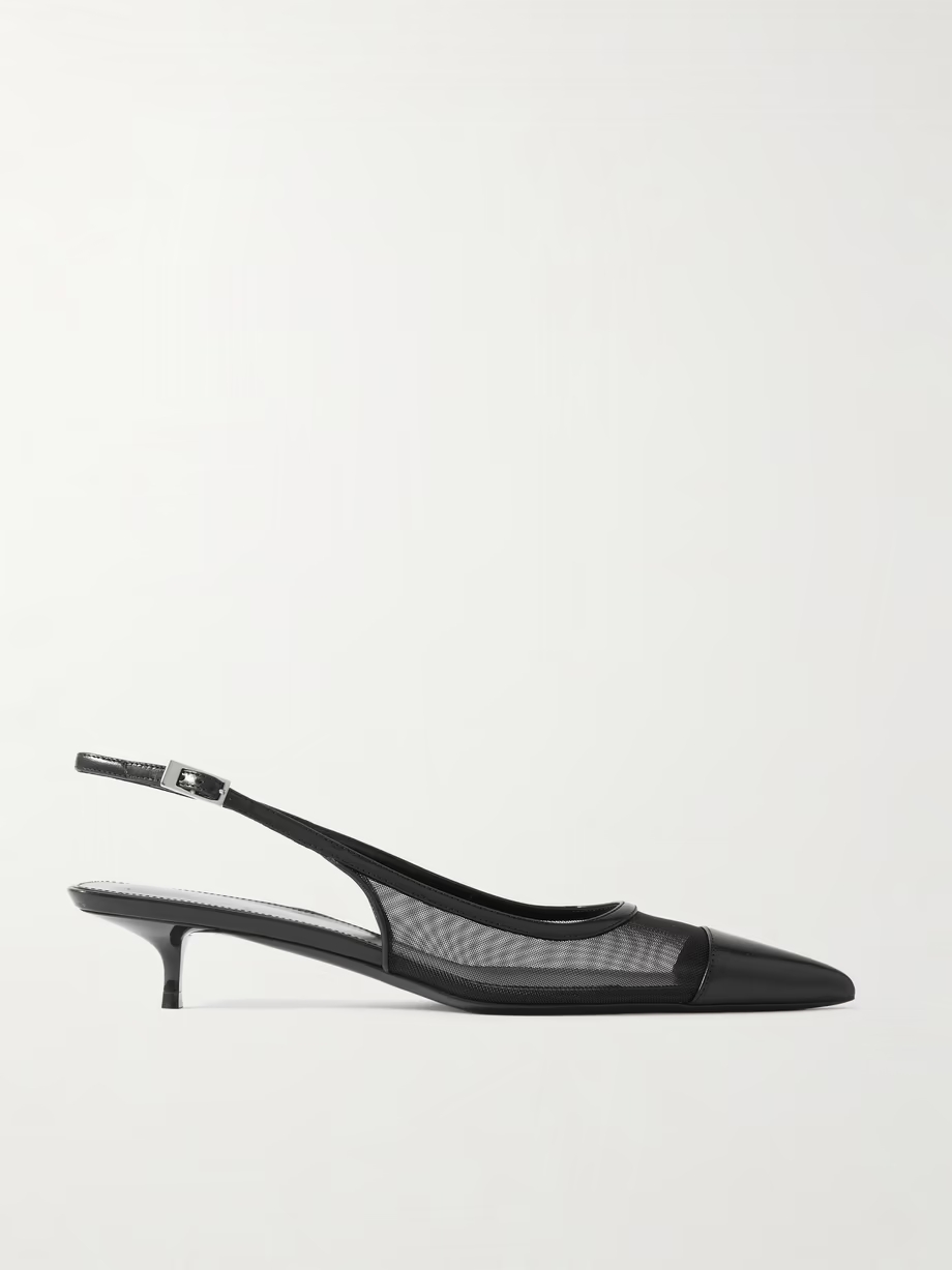 Oxalis leather-trimmed mesh slingback pumps Oxalis leather-trimmed mesh slingback pumps