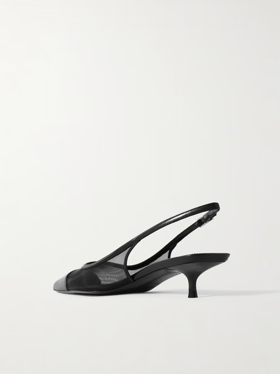 Oxalis leather-trimmed mesh slingback pumps Oxalis leather-trimmed mesh slingback pumps