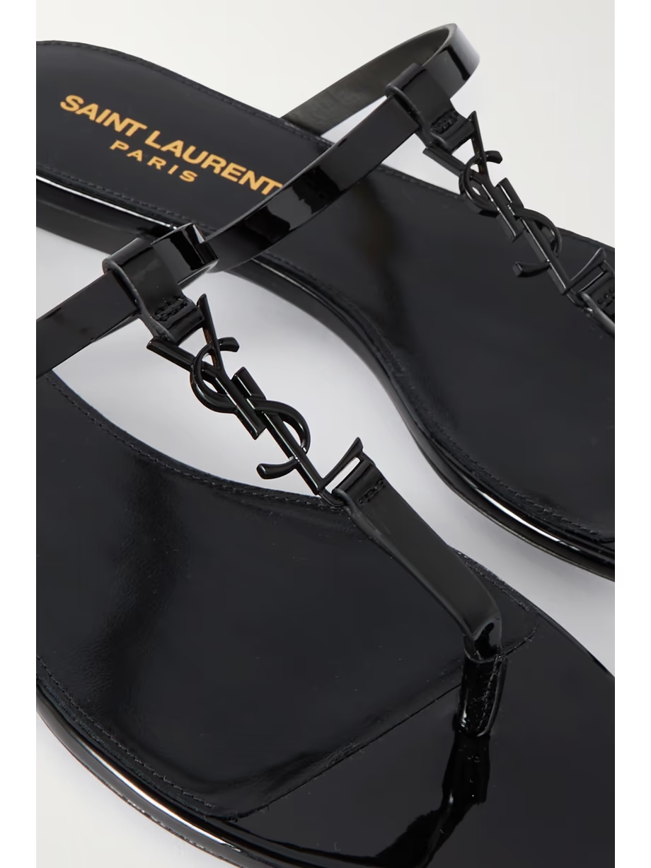 Cassandra logo-embellished patent-leather sandals Cassandra logo-embellished patent-leather sandals
