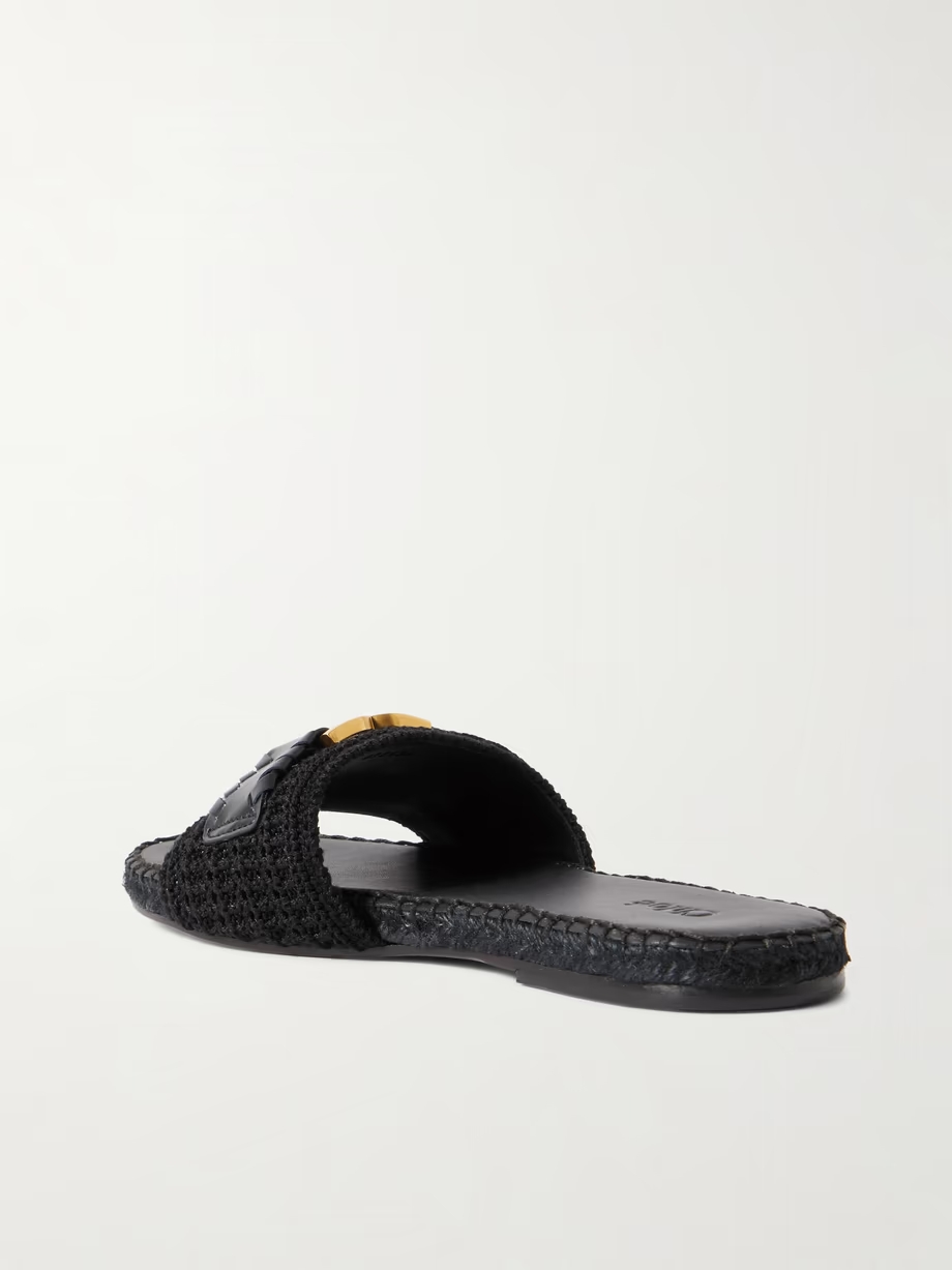 Marcie leather-trimmed crocheted slides Marcie leather-trimmed crocheted slides