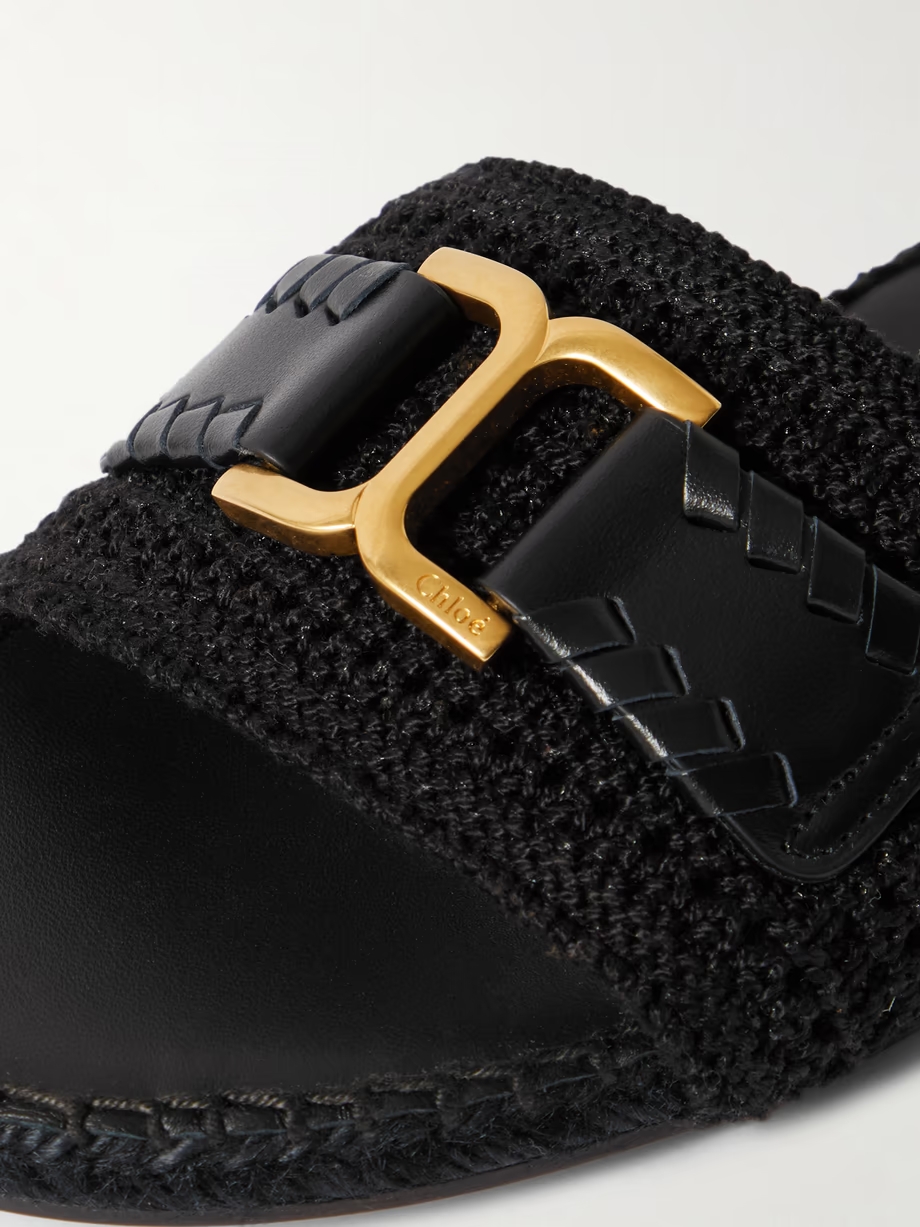 Marcie leather-trimmed crocheted slides Marcie leather-trimmed crocheted slides