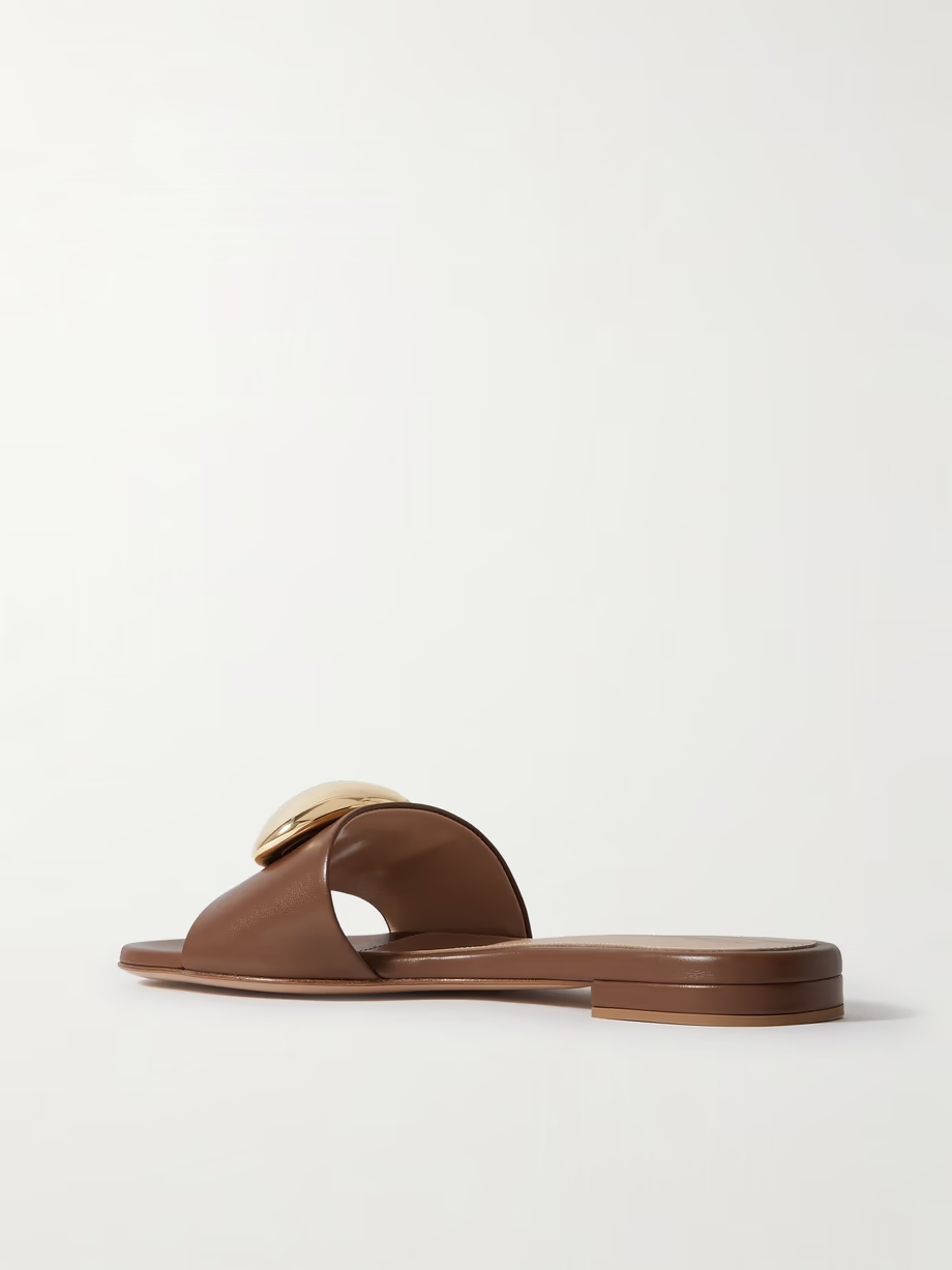 Embellished leather slides Embellished leather slides