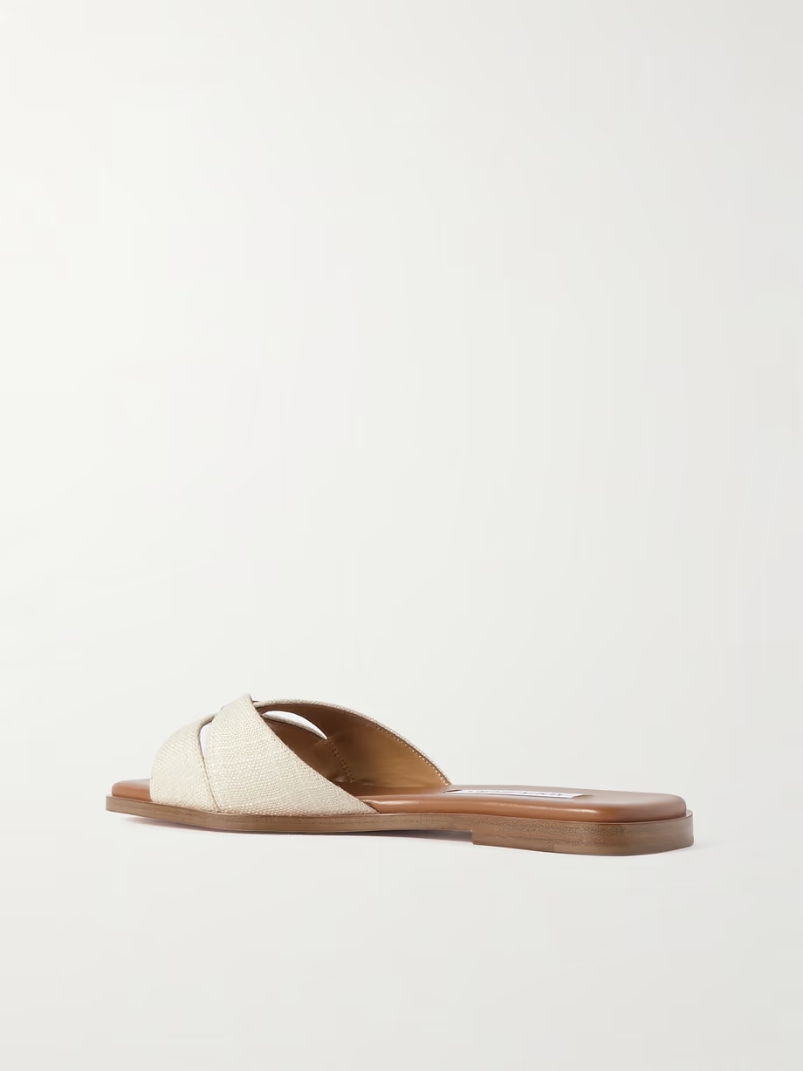 Villette leather-trimmed canvas slides Villette leather-trimmed canvas slides