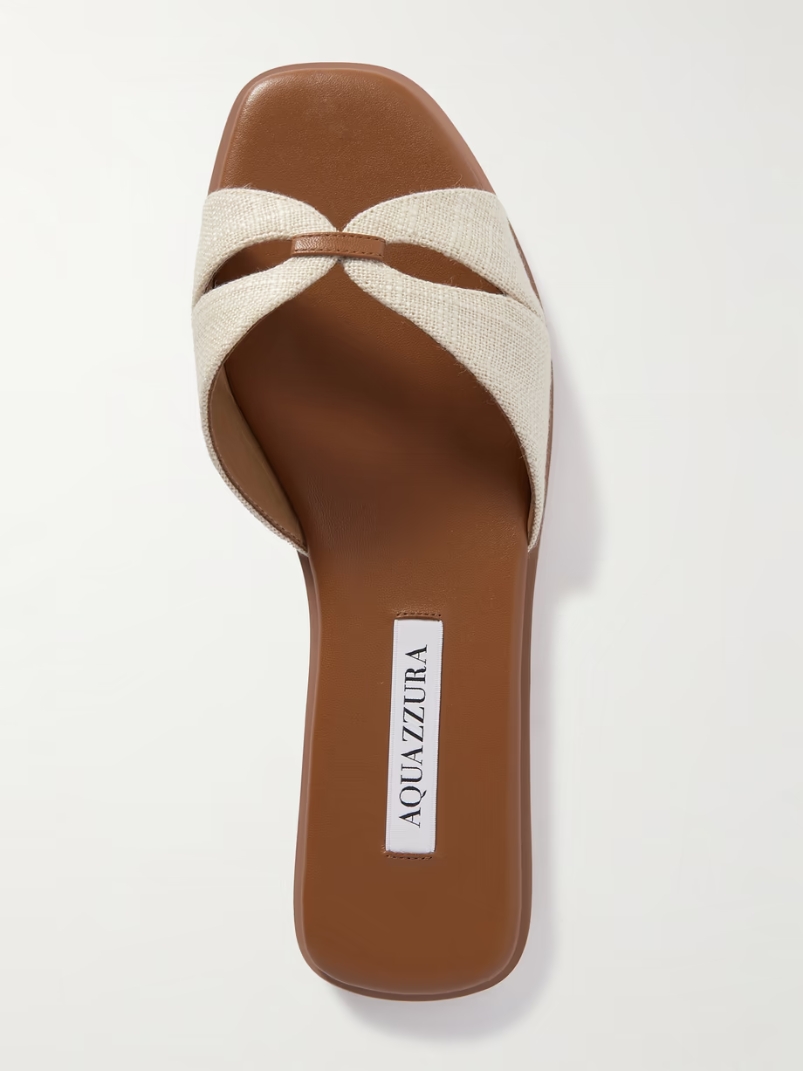 Villette leather-trimmed canvas slides Villette leather-trimmed canvas slides