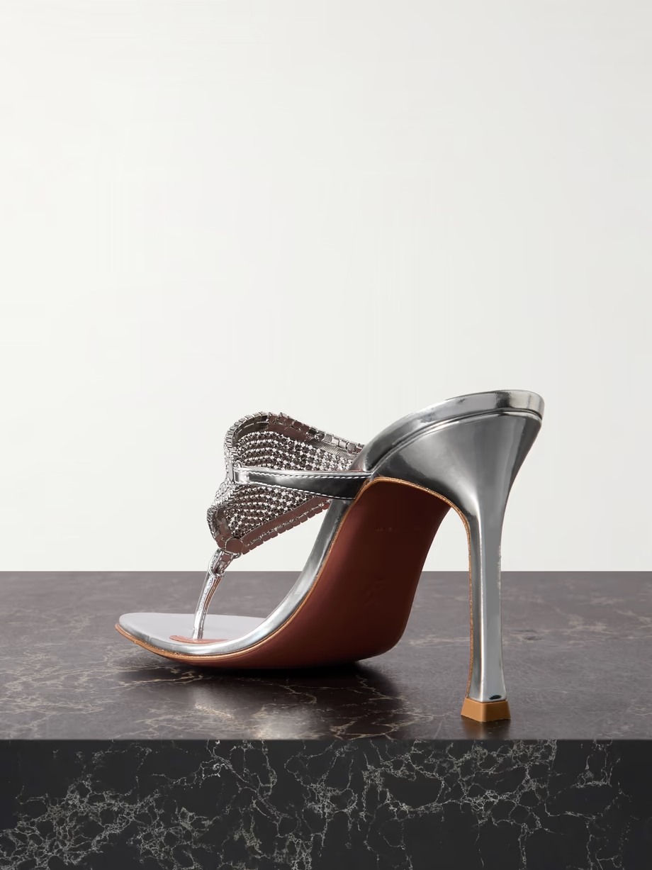 Cameron crystal-embellished chainmail and metallic leather mules Cameron crystal-embellished chainmail and metallic leather mules