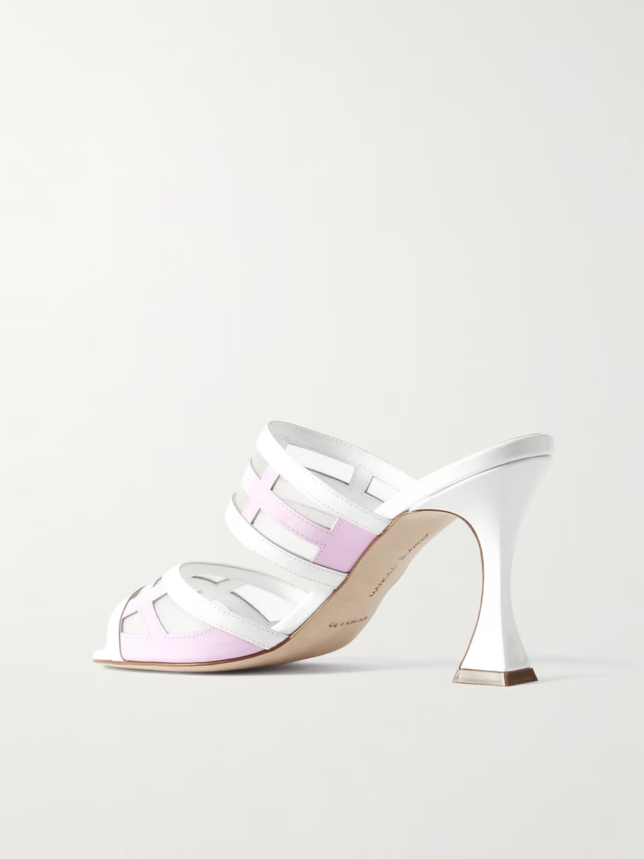 Avespamu 90 mesh-trimmed two-tone patent-leather mules Avespamu 90 mesh-trimmed two-tone patent-leather mules