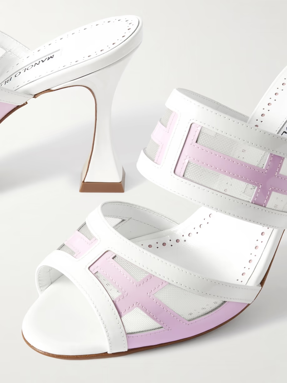 Avespamu 90 mesh-trimmed two-tone patent-leather mules Avespamu 90 mesh-trimmed two-tone patent-leather mules