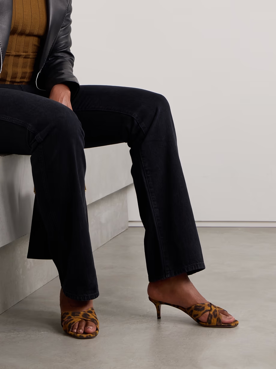 Divine 50 leopard-print suede mules Divine 50 leopard-print suede mules