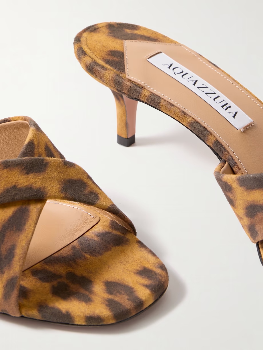 Divine 50 leopard-print suede mules Divine 50 leopard-print suede mules