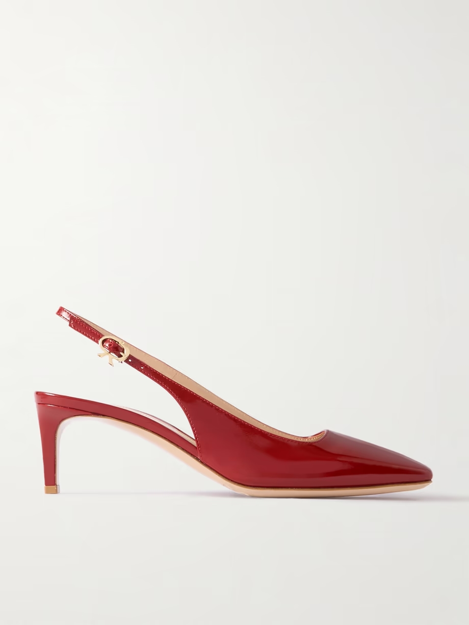 Nuit 55 glossed-leather slingback pumps Nuit 55 glossed-leather slingback pumps