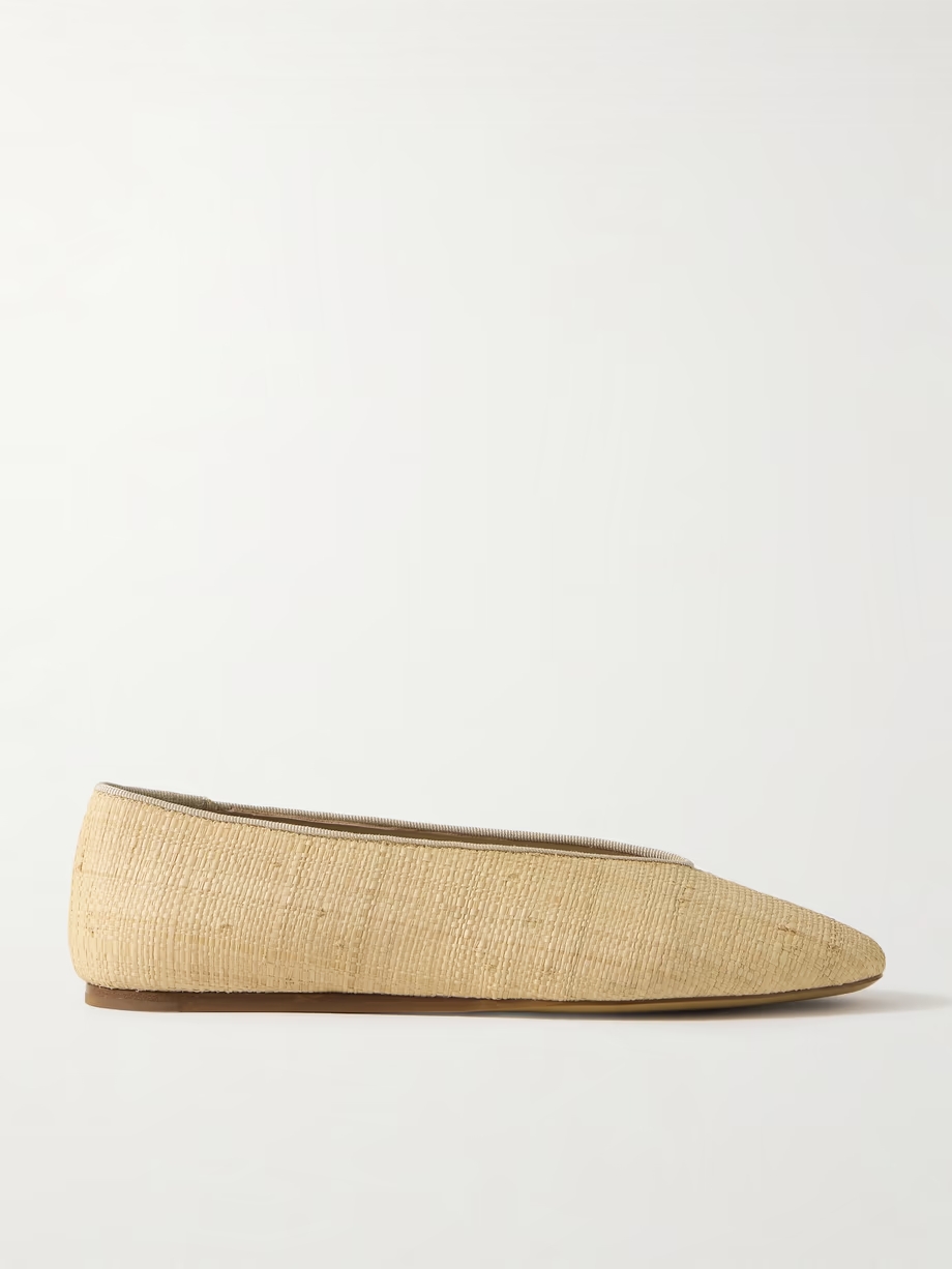 Regency grosgrain-trimmed raffia ballet flats Regency grosgrain-trimmed raffia ballet flats