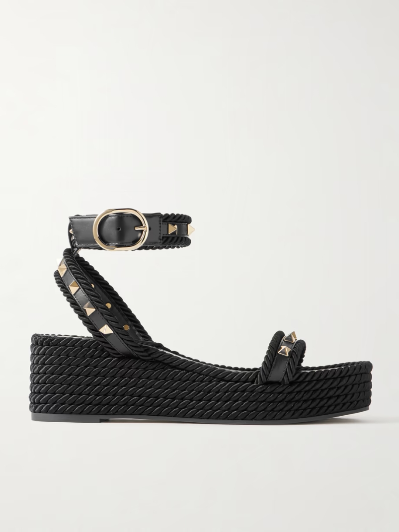 Rockstud Torchon 60 leather and silk rope platform espadrilles Rockstud Torchon 60 leather and silk rope platform espadrilles