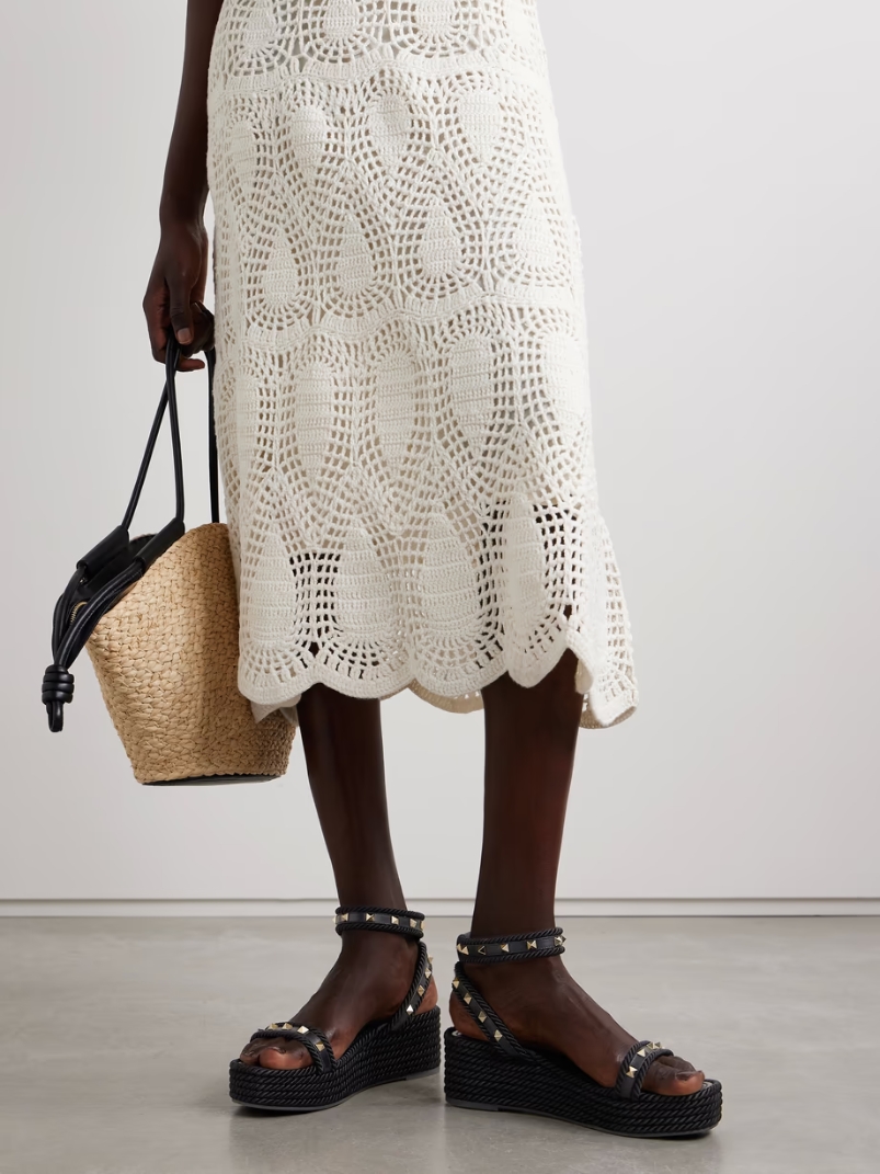 Rockstud Torchon 60 leather and silk rope platform espadrilles Rockstud Torchon 60 leather and silk rope platform espadrilles