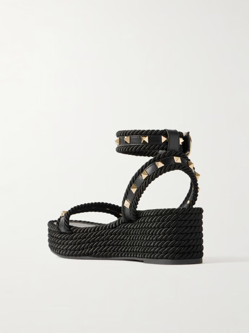 Rockstud Torchon 60 leather and silk rope platform espadrilles Rockstud Torchon 60 leather and silk rope platform espadrilles