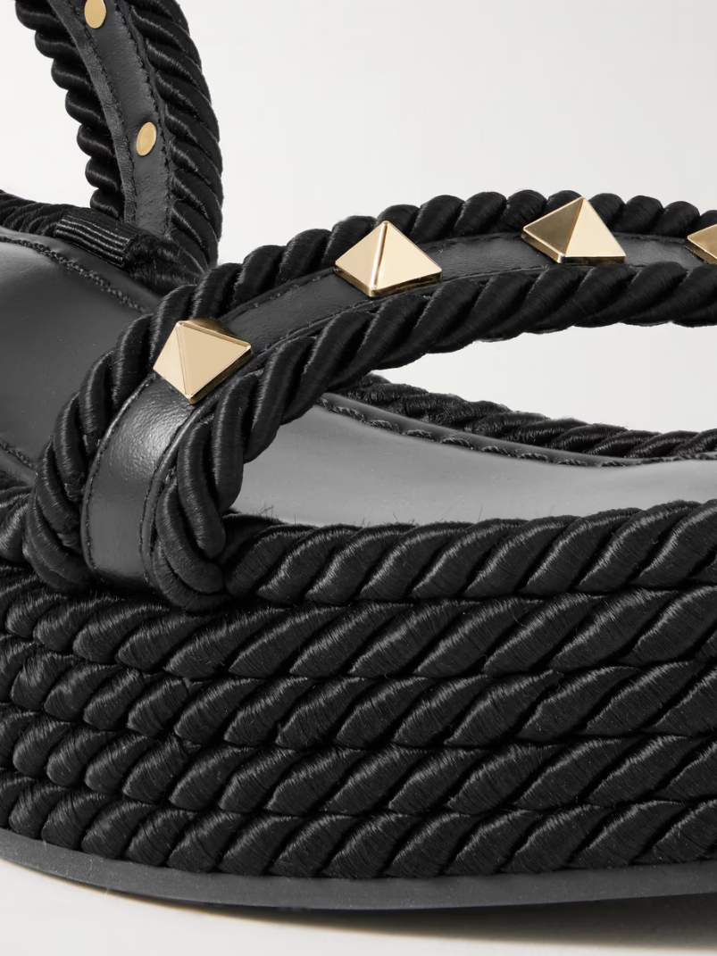 Rockstud Torchon 60 leather and silk rope platform espadrilles Rockstud Torchon 60 leather and silk rope platform espadrilles