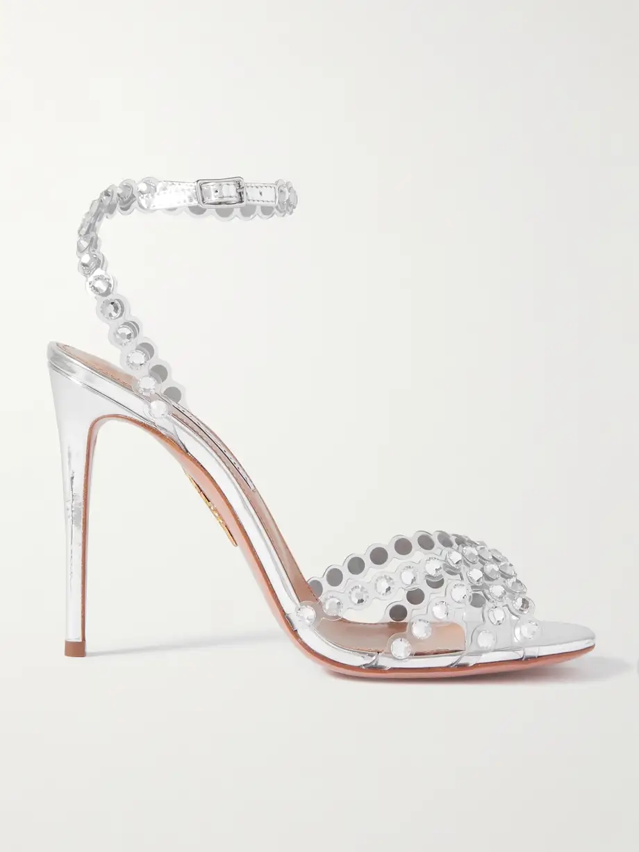 Tequila 105 crystal-embellished PVC and metallic leather sandals Tequila 105 crystal-embellished PVC and metallic leather sandals