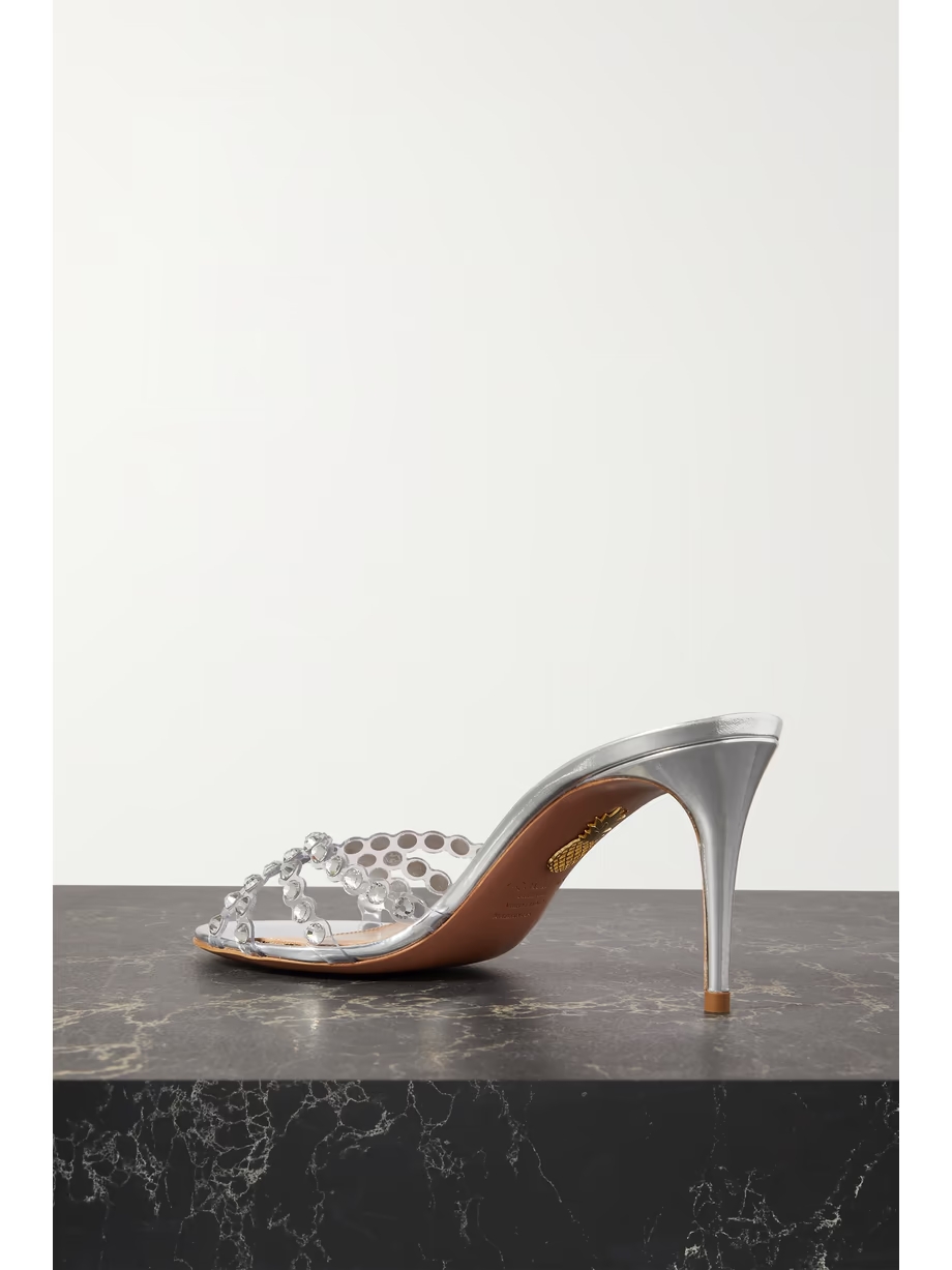 Tequila 75 crystal-embellished PVC and metallic leather mules Tequila 75 crystal-embellished PVC and metallic leather mules