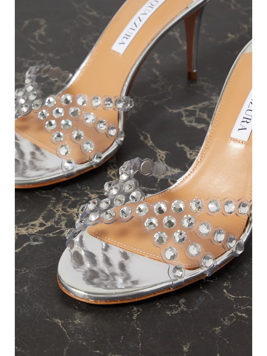 Tequila 75 crystal-embellished PVC and metallic leather mules Tequila 75 crystal-embellished PVC and metallic leather mules