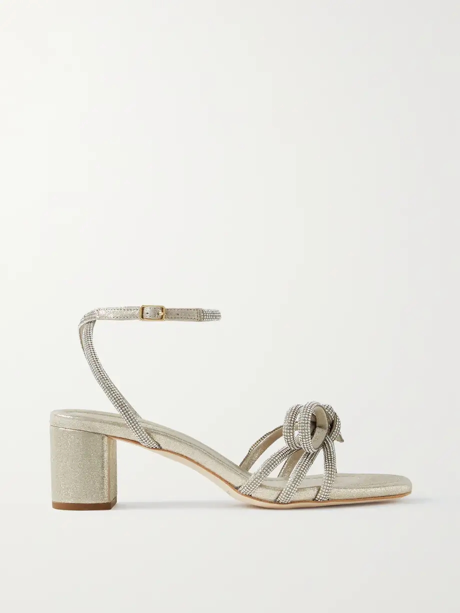 + NET SUSTAIN Mikel crystal-embellished metallic suede sandals + NET SUSTAIN Mikel crystal-embellished metallic suede sandals